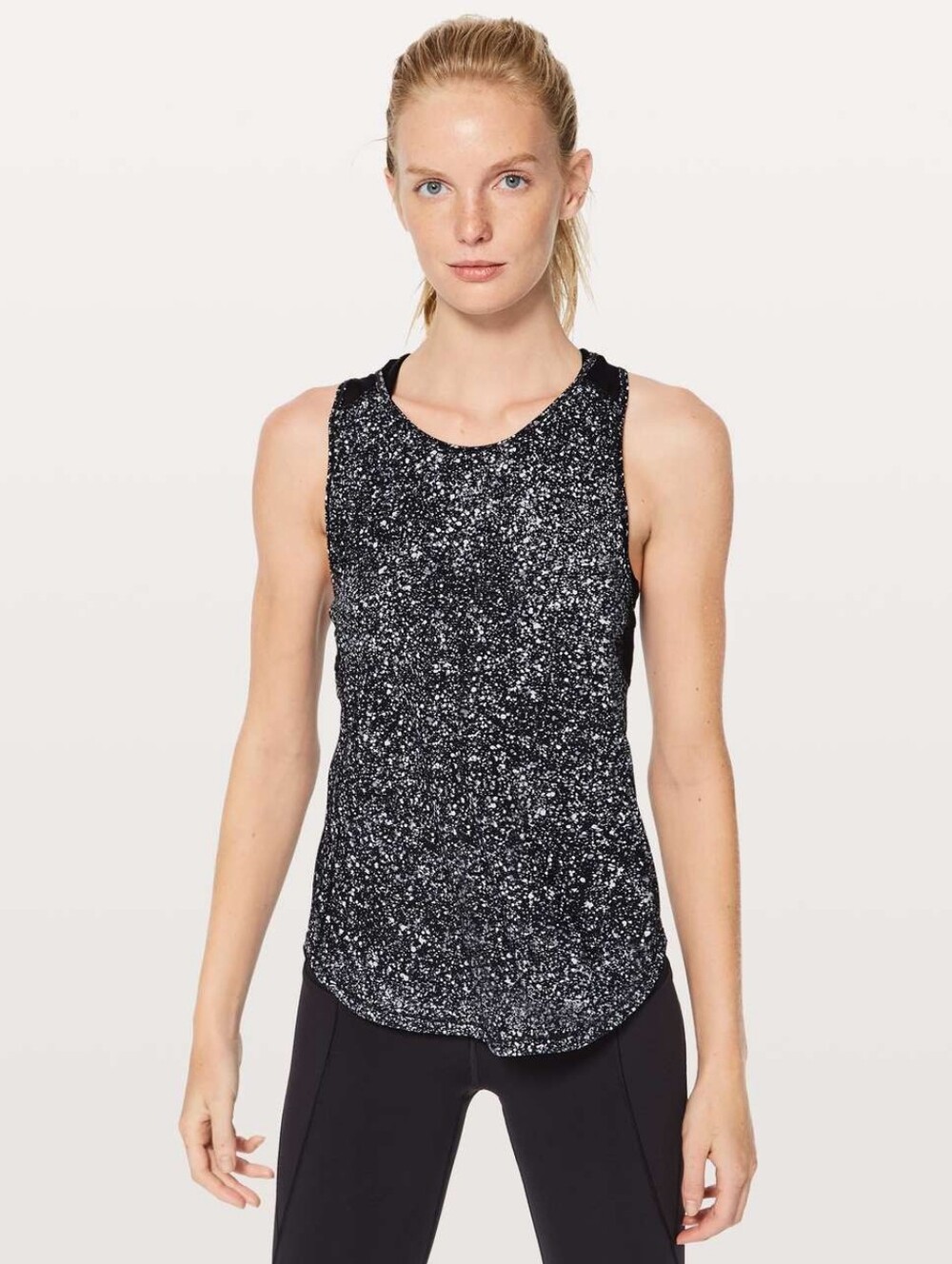 Lululemon Sculpt Tank II Black White Splatter Mesh Back Size 4